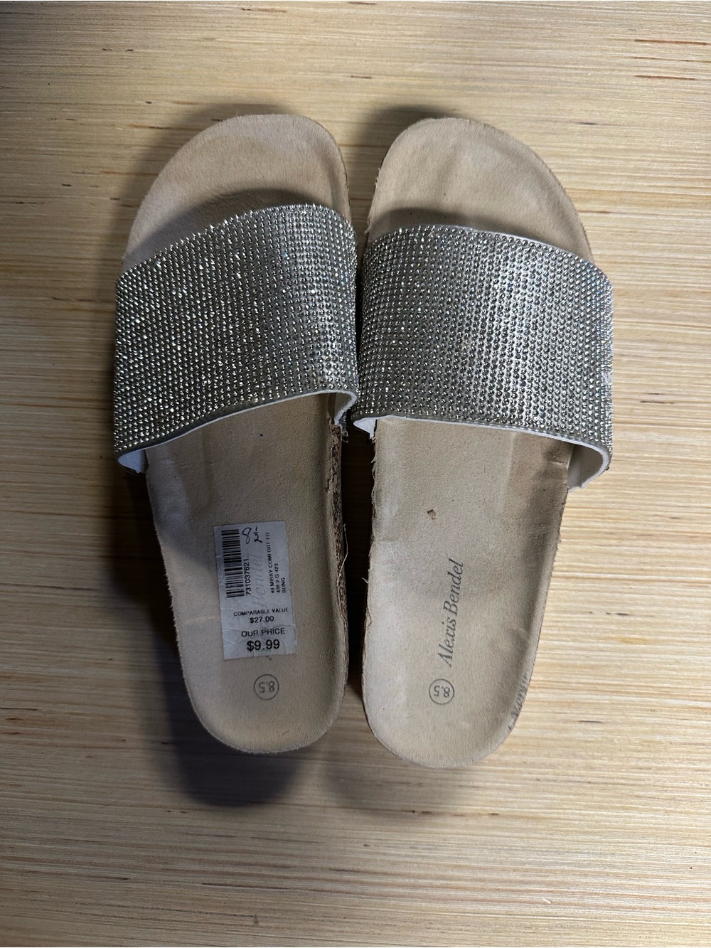 Alexis Bittar Champagne Crystal Slide Sandals - Neutral Sparkle